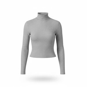 American Eagle Long Sleeve Ribbed Mock Nexk top gray women’s Small